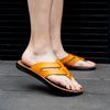 Summer Flip-flops Male Half Drag New Handmade Flats Man's Leather Sandals Stylish Beach Slippers Quick Dry Wading Aqua Shoes