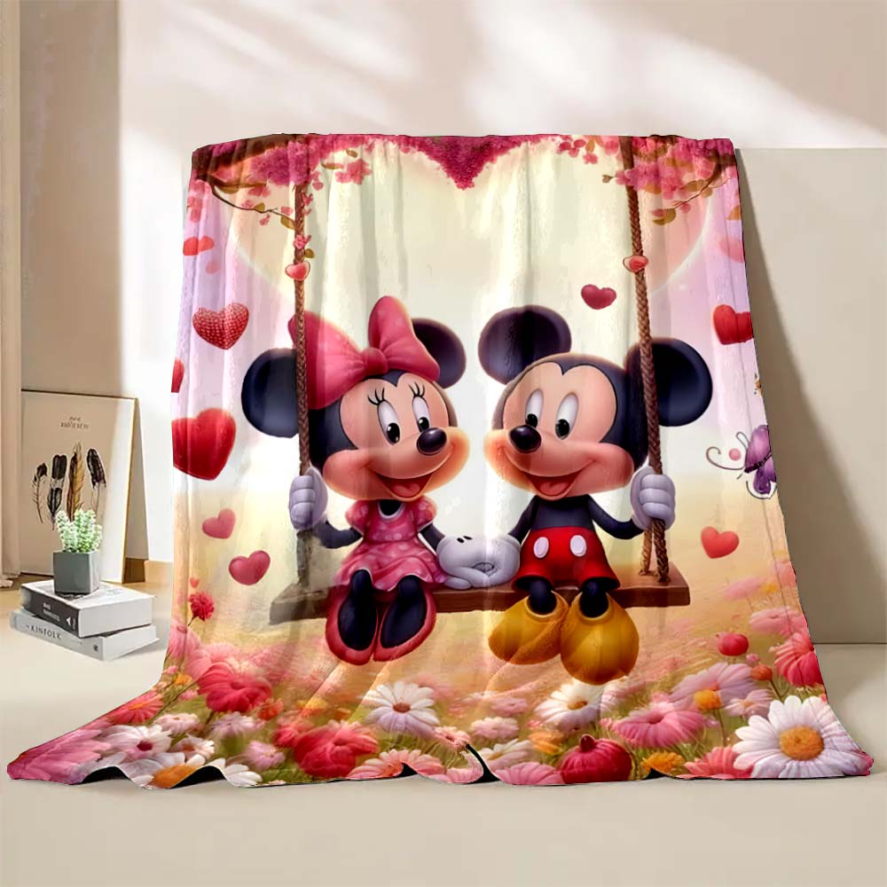 3D Mickey and Minnie Mouse Blankets Ultra Soft Cozy Blanket Lightweight Fleece Fuzzy Plush Throw Blankets for Bed Chair Gifts
