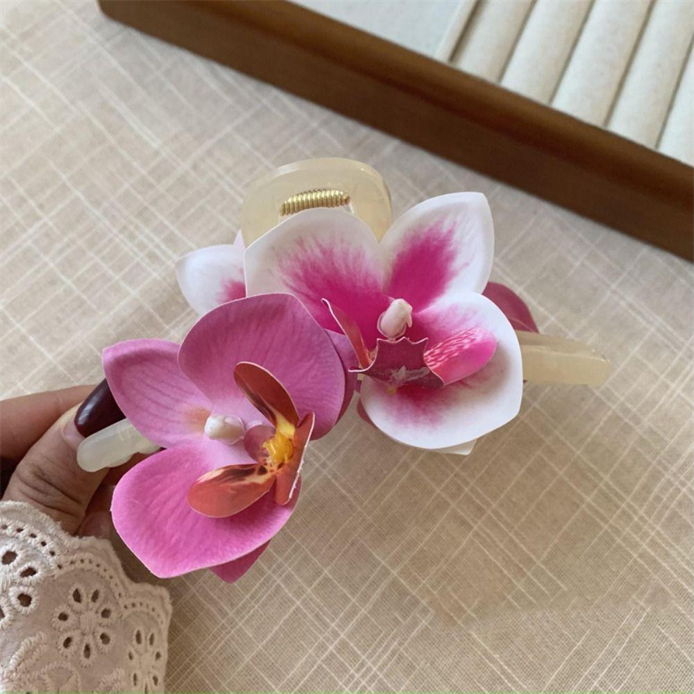 Cloth Flower Hair Claw Bohemia Barrettes Large Shark Clip Creative Orchid Hair Clip  Daily