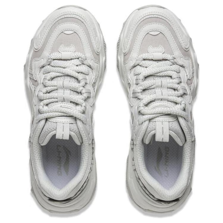 LiNing Cat Paw Lite 2 Классические универсальные ретро толстые подошвы Увеличенная высота Нескользящие износостойкие низкие папины туфли женские кроссовки белые AGCV030-3