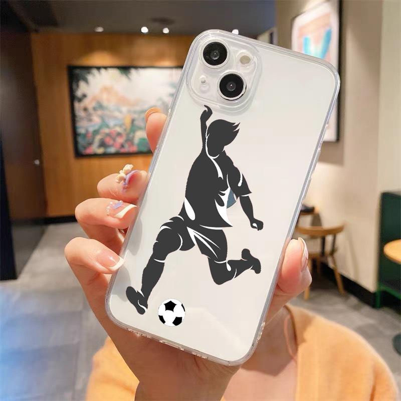 Football Player Soccer Art Clear Phone Case For iPhone 14 13 11 12 Pro Max X XR XS 7 8 Plus SE Soft Silicone Cover Coque Funda