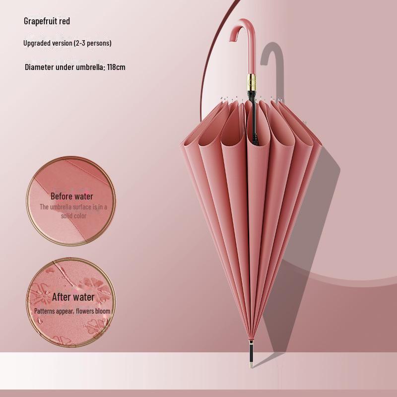 Водонепроницаемый автоматический зонт большого размера с 16 спицами и изогнутой ручкой для мужчин и женщин