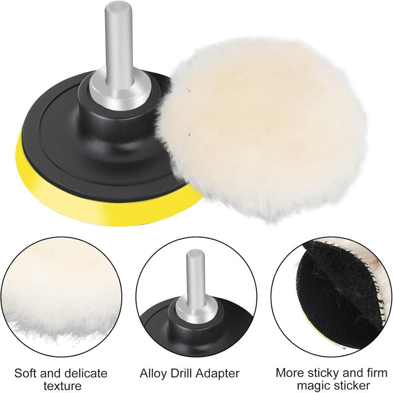 Набор полировальных кругов из шерсти 4/5/6 дюймов для полировальной машины, электродрели, нанесения воска, полировки, баффинга, ухода за автомобильной краской
