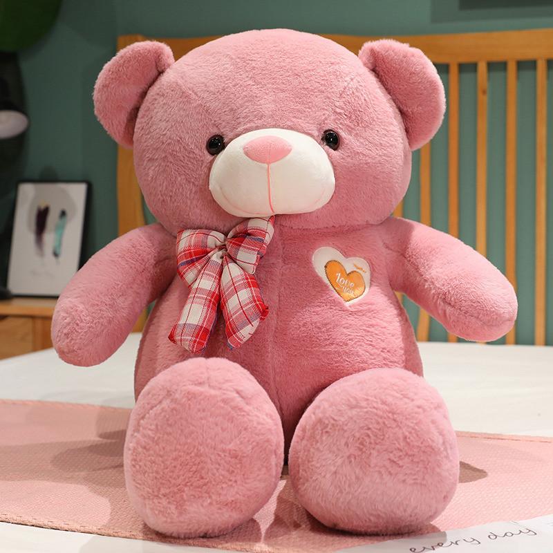 Adorable Large Teddy Bear Plush Toy In Pink Brown White And Yellow Perfect For Cuddling And Gifts