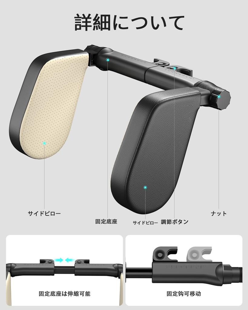 CANLER Headrest Car Neck Pillow for Kids and Side Neck Car Pillow Neck Rest Prevents Sleeping and Car Accessory Comfort (2024 Model) Adults, Pillow,