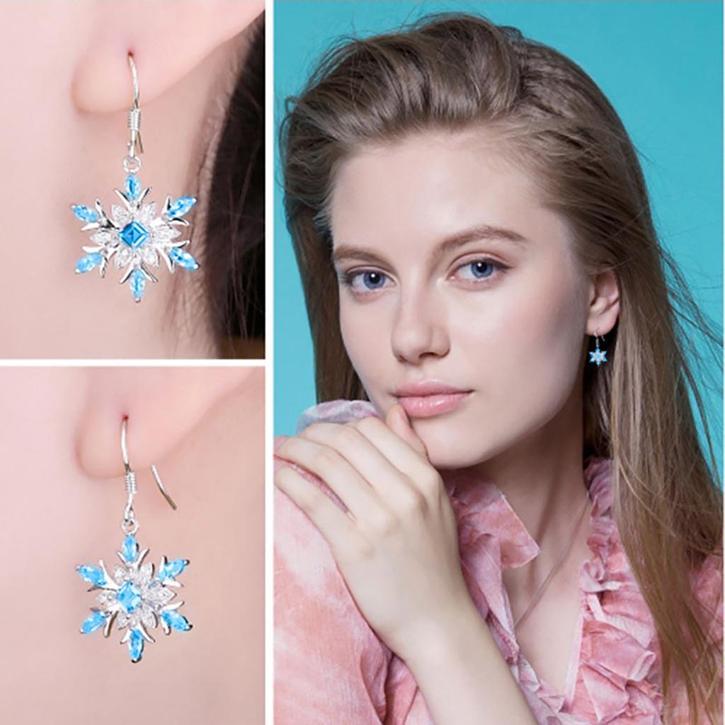 Blue Snowflake Pendant Earrings Jewelry Earrings Snowflake Pendant