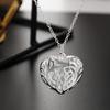 925 Sterling Silver Romantic Heart-shaped Hollow Necklace Wedding Charm Jewelry