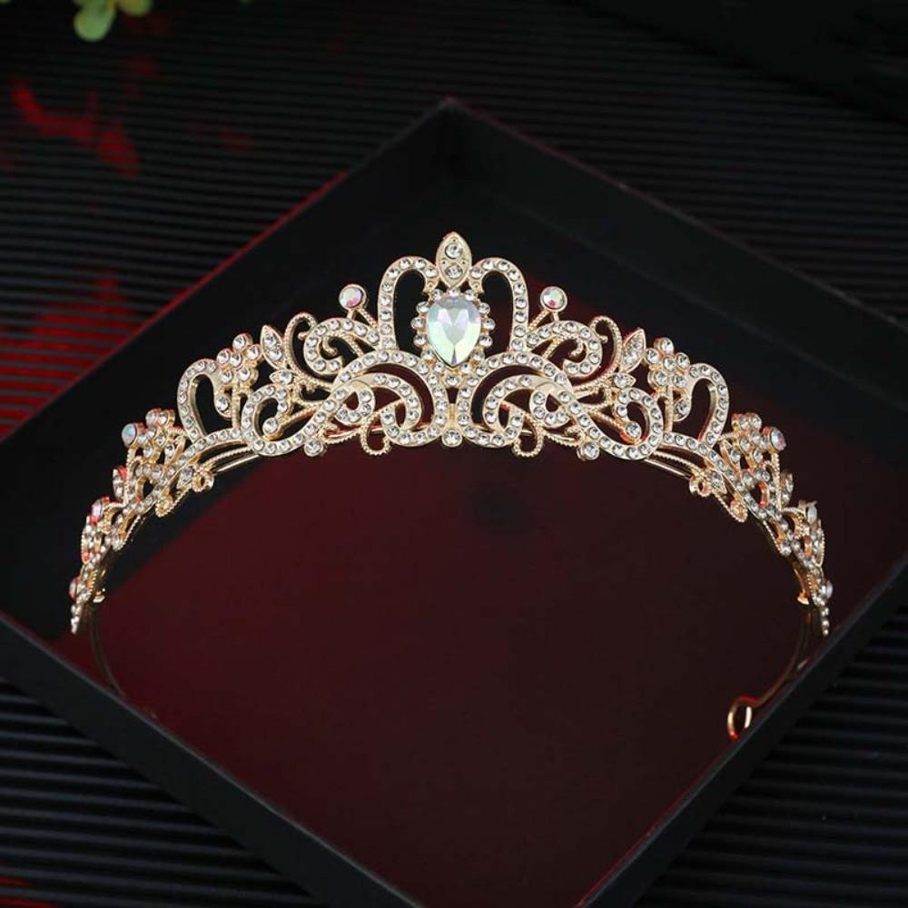 Модная Винтажная Барочная Корона Золотая Блестящая Корона Королевы Украшения для Волос Сплав Древнегреческая Диадема Вечеринка