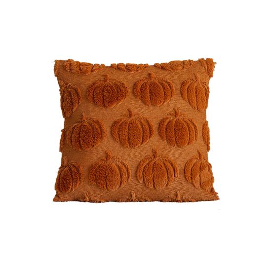 Pumpkin Pattern Pillowcase Solid Color Hide Zipper Soft Wool Velvet Pillow Case Halloween Cushion