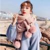 Scarf Winter New Korean Version Baiqiu Winter Solid Color Student White Hanging Ball Knitted Wool Winter Girl Scarf
