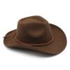 Шерстяной цилиндр, тибетская ковбойская шляпа в западном стиле, мягкая твидовая шляпа для верховой езды, для мужчин, женщин и детей