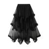 Qooth Women 10 Color Asymmetrical Tulle Ball Gown Skirt Elegant High Waist Fairy Mesh A-line Skirt For Spring Summer QT2126