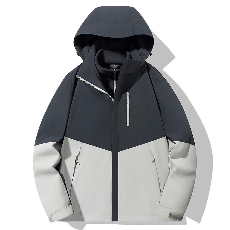 Men Women 3-in-1 Detachable Hooded Windproof Waterproof Outdoor Jacket With Fleece Liner Hiking Camping Cycling Winter