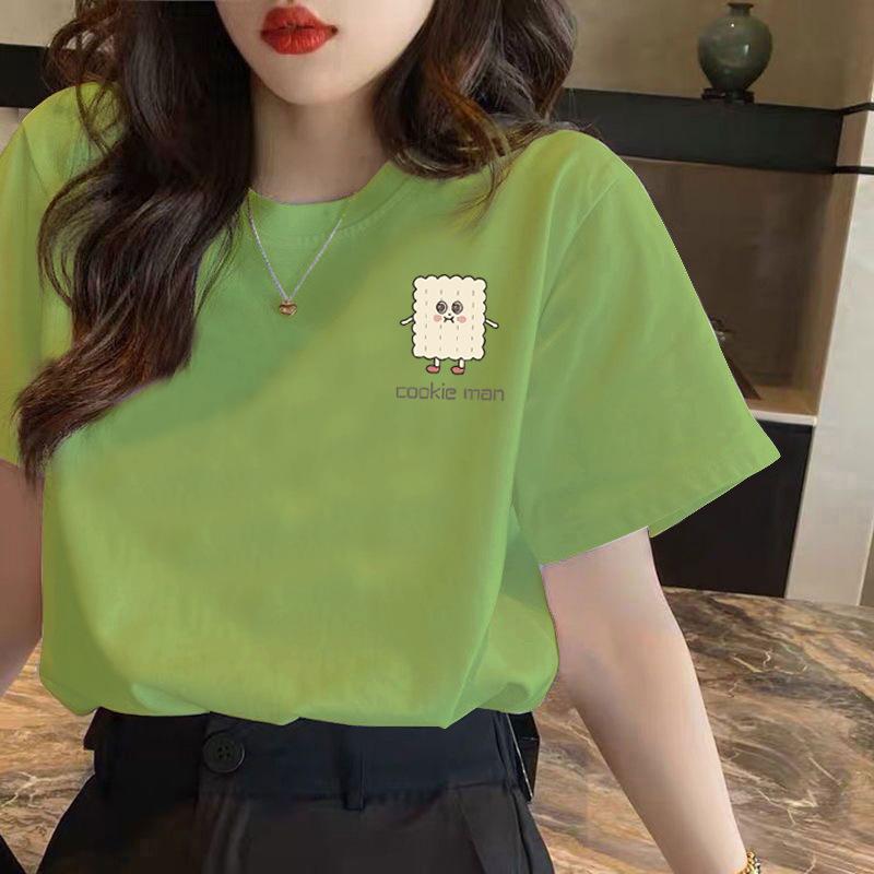 GMXIA Белая футболка с коротким рукавом для женщин, летняя свободная футболка с принтом для леди