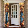 2PCS Fall Porch Sign Scarecrow Porch Banner Autumn Harvest Door Decoration Thanksgiving Front Door Decor Rustic Farmhouse Vertical Outdoor Hanging