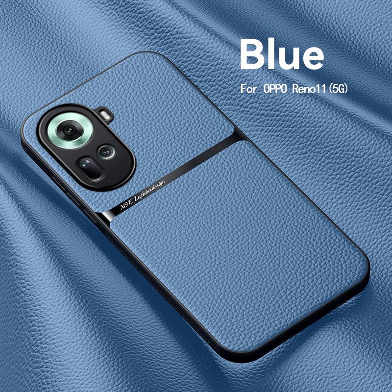 Для OPPO Reno 11 5G Чехол Кожаный Автомобильный Магнитный Держатель Задняя Крышка Для OPPO Reno11 5G CPH2599 Мягкий Бампер Силиконовый Ударопрочный Чехол