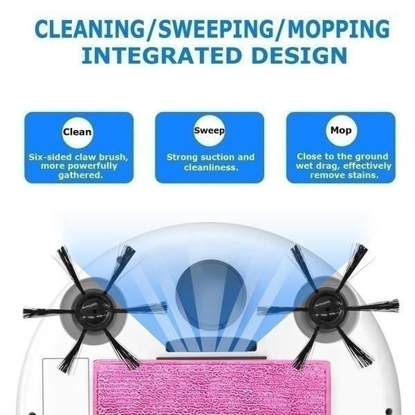 Новейшая технология 3-в-1 Автоматический робот-подметальщик 1800 ПА Сильное всасывание Умный очиститель пола Перезаряжаемый Умный робот-подметальщик Сухая влажная уборка