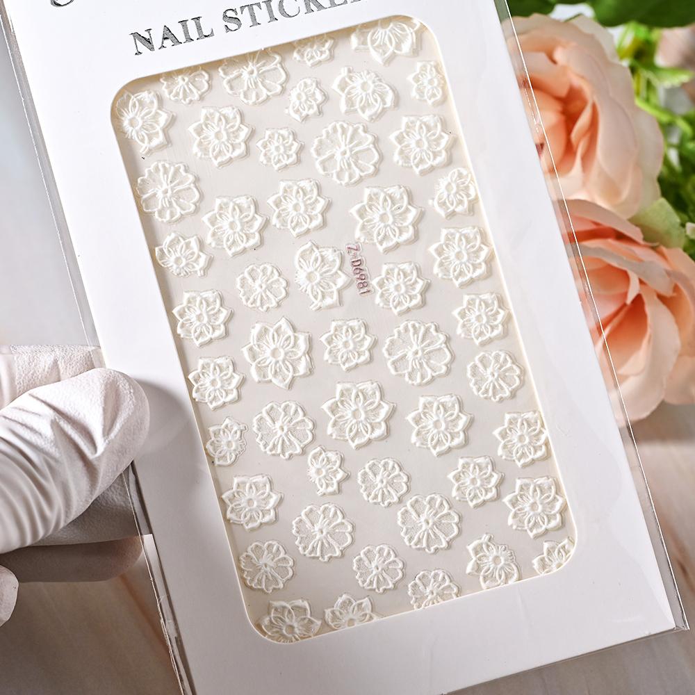 1pc 5D Bee Butterfly Flower Embossed Nail Sticker Self-Adhesive Acrylic Sunflower Engrave Decal Manicure Slider Decoration6x10cm