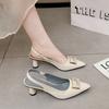 Pointed High Heel Sandals for Women Summer New Slip On Back Hollow PU Leather Single Shoes Fashion Versatile Woman Pumps 35-42
