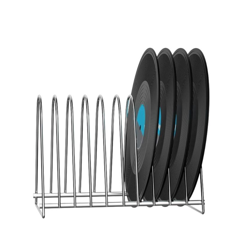 Iron Vinyls Holder for 7" and 12" Records Ten Slot Storage for Living Room Or Office Decoration