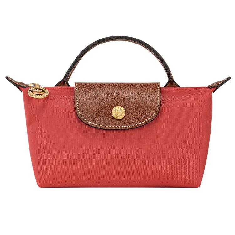Longchamp Le Pliage Сумка-тоут из нейлона с короткими ручками, на молнии-кнопке, женская, томатно-красная 34175089P94