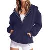 Women's Loose Comfortable Casual Fashionable Solid Color Hooded Zipper Drawstring Sweatshirt