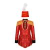 Girls Circus Drummer Costume Long Sleeve Sequined Bodysuit Fringe Epaulet Shoulder Mini Top Hat Accessory