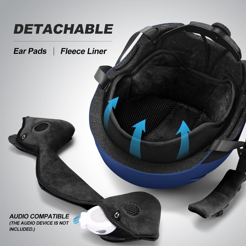 Odoland Ski Helmet & Goggles Set (Dial-fit, OTG, Anti-fog, UV Protection) for Adults & Teens