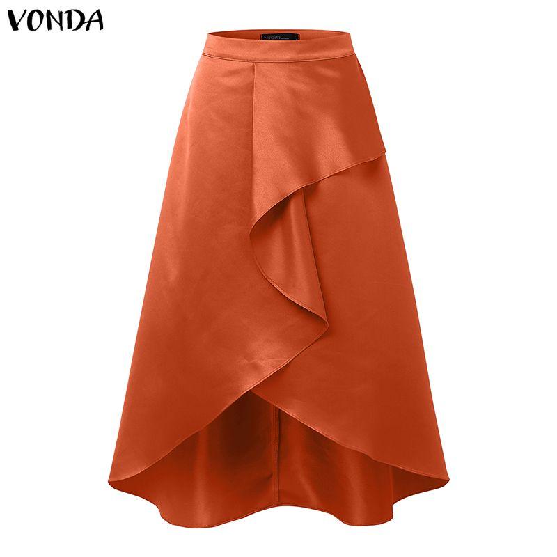 VONDA Элегантное Женское Платье-Юбка С Боковой Молнией, Многослойное, С Оборками, Неровное, Повседневное, Для Вечеринки, Сатиновое