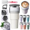 Stainless Steel Tumbler with Large Vacuum Wide Portable for and Travel Straw, Lid, Insulated, Handle, Capacity, Insulated, Double-Walled Wall, Mouth,