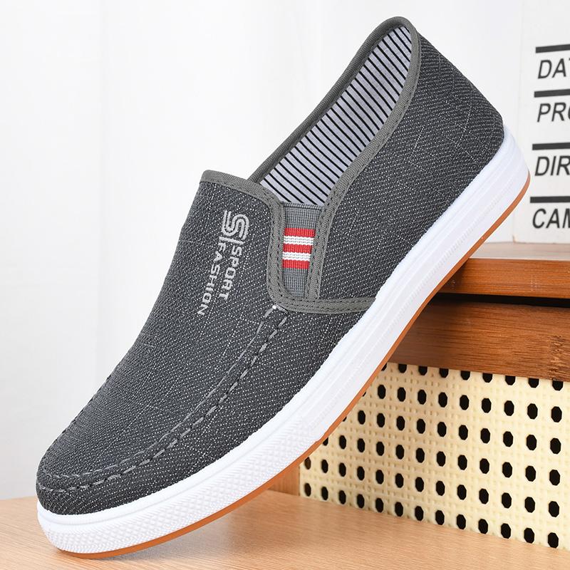 Men's Old Beijing Cloth Shoes Single Shoes Embroidery Spring and Autumn New Breathable One-pedal Lazy Shoes Black Casual Shoes