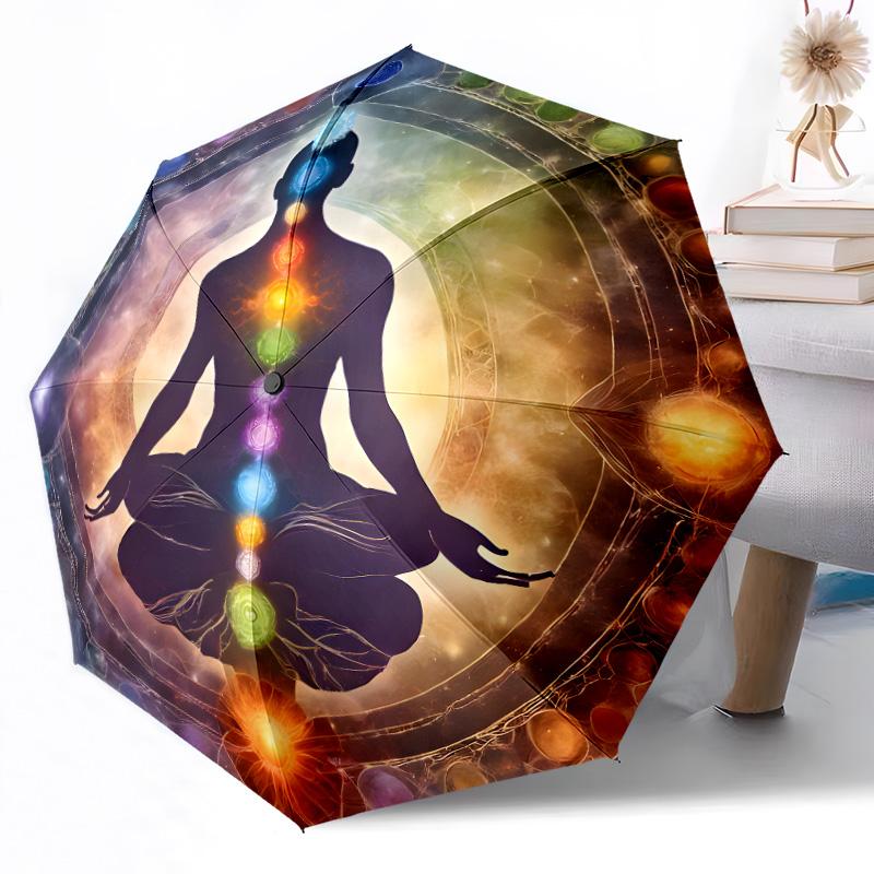 Автоматический зонт Meditate Прочный стержень с 8 ребрами Компактный дизайн для использования на улице и в повседневной жизни Зонт с ярким рисунком