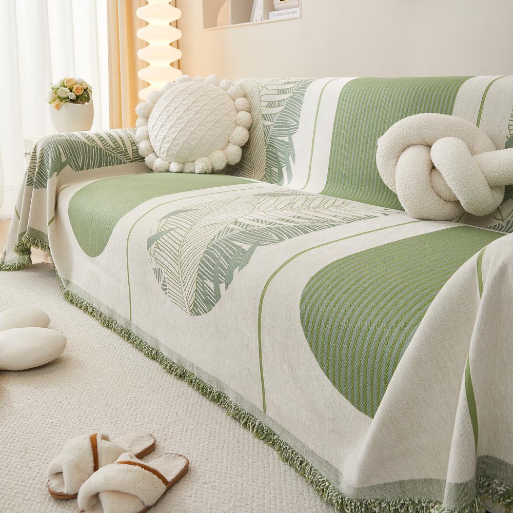 Red Double-Sided Leaf Chenille Sofa Cover Cloth Universal Sofa Cover Towel Four Seasons Universal Anti-Scratching All Inclusive Cover Blanket