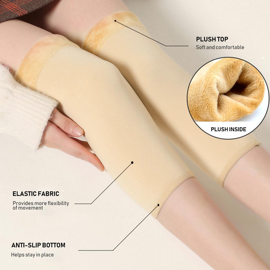 Pair of Knee Warmers Thermal Elastic Non-Slip Braces Protector Knee Pad Compression Sleeve for Women