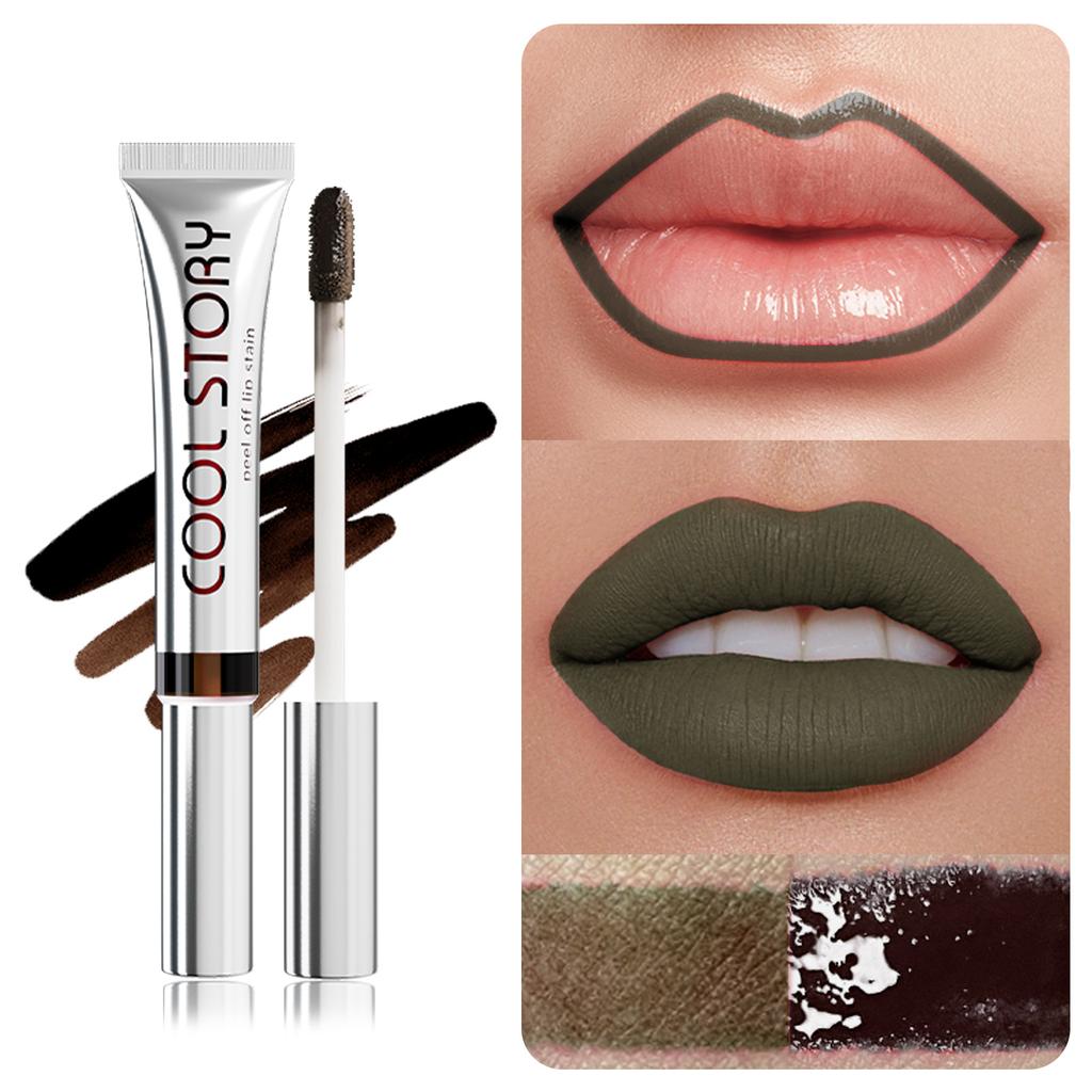 Peel Off Rose Pink Lip Gloss Matte Outline Contour Tattoo Lip Stain Waterproof Transfer Resistant Tear Off Natural Lip Tint
