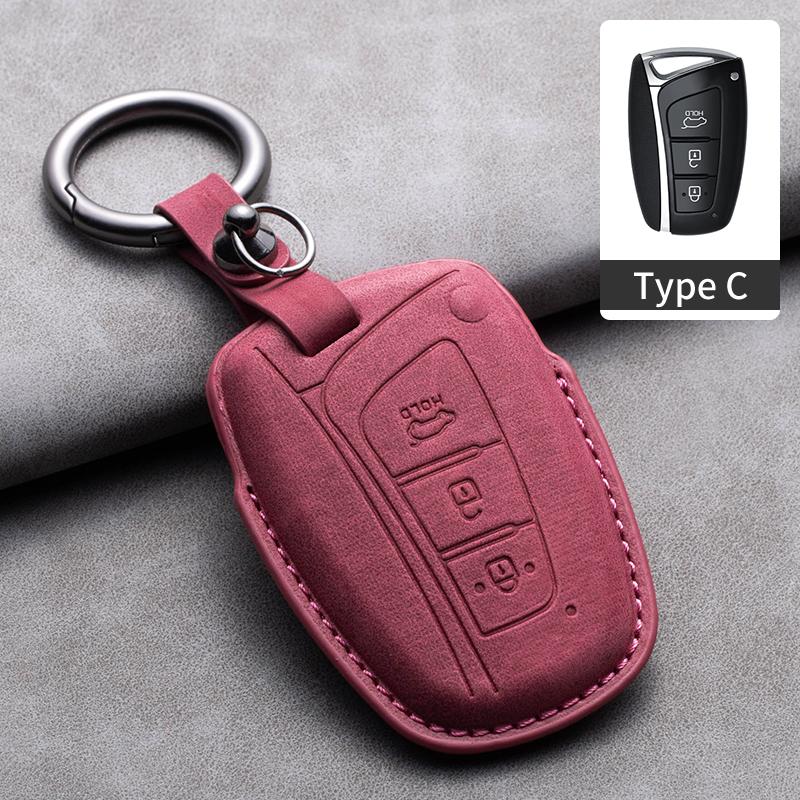 Leather Car Key Case Cover Shell For Hyundai Grand Santa Fe 3 DM I30 IX35 Ix45 Encino KONA Solaris Azera Grandeur Creta 2 Kona