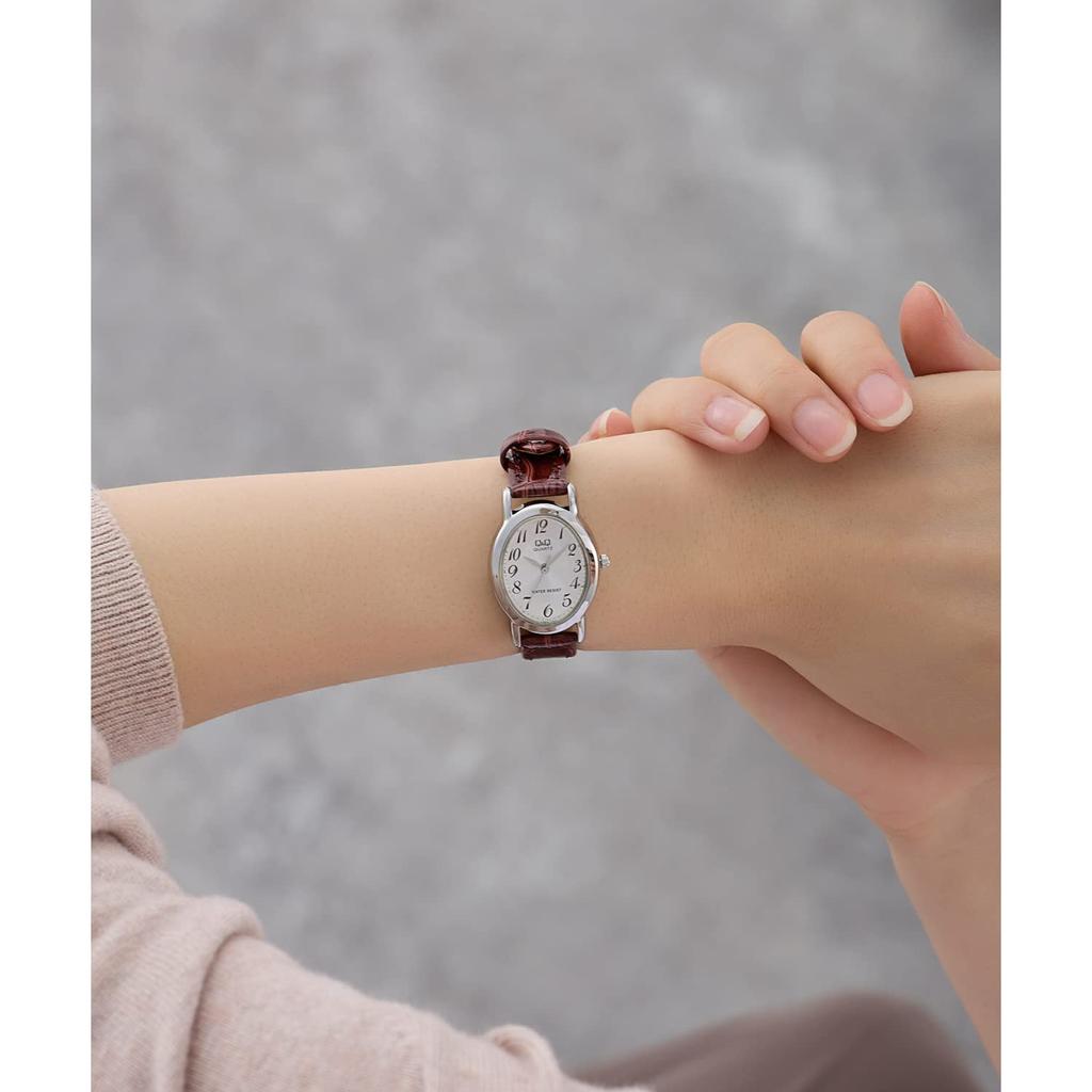 Женские аналоговые часы Citizen Q&Q VZ89-304 Серебристые Водонепроницаемые Кожаный ремешок Стильный хронометр