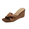 Fashion Designer Pleated Women's Slippers Weave Wedges Shoes Fashion Casual Sandals 2025 Summer New Flip Flops Dress Sandalias De Mujer
