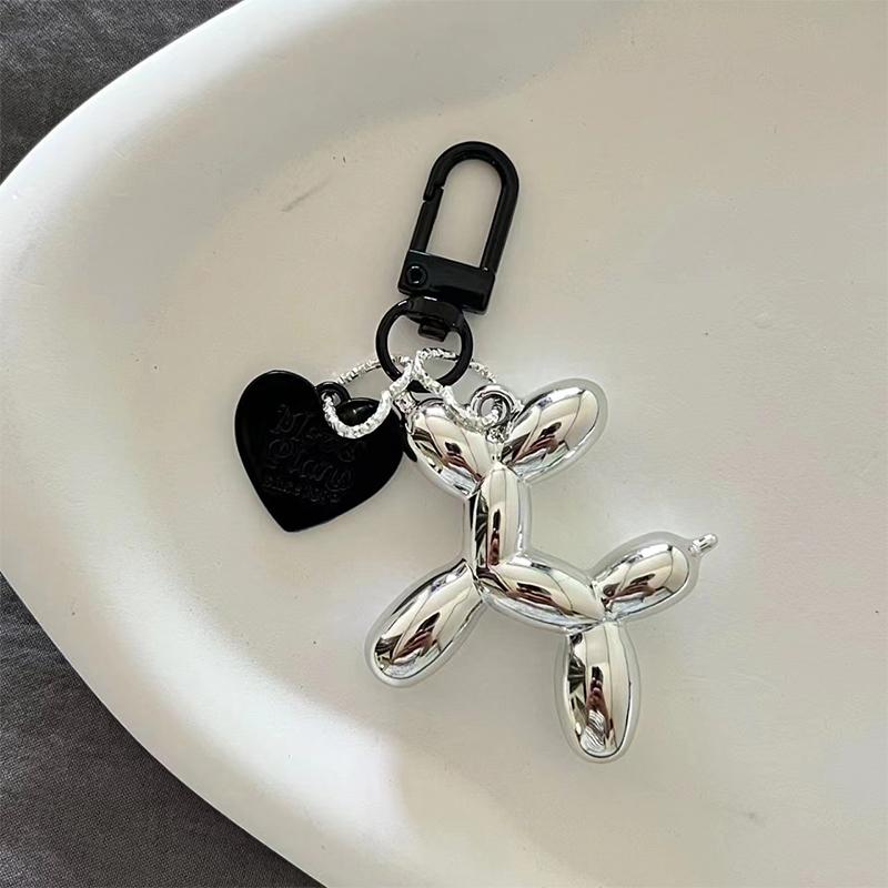 Брелок для ключей в стиле панк-сердце с воздушным шаром и собакой, брелки для женщин, сумка, подвеска, ювелирное изделие, брелок для ключей для девочек, брелок для ключей от машины, брелок для ключей