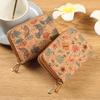 Retro Cork Print Leather Double Zipper Card Holder Wallet - Large Capacity and Portable