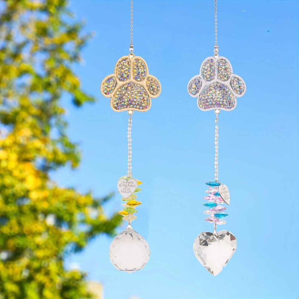 Поделки Кристальный Отпечаток Лапы Ловец Солнца Креативные Подвесные Колокольчики Ветра Новинка Коллекция Цветного Света Подвеска Дерево