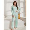 Pajamas Women Autumn and Winter Solid Color Cardigan Long Sleeve Homewear Set Sleeping Suits