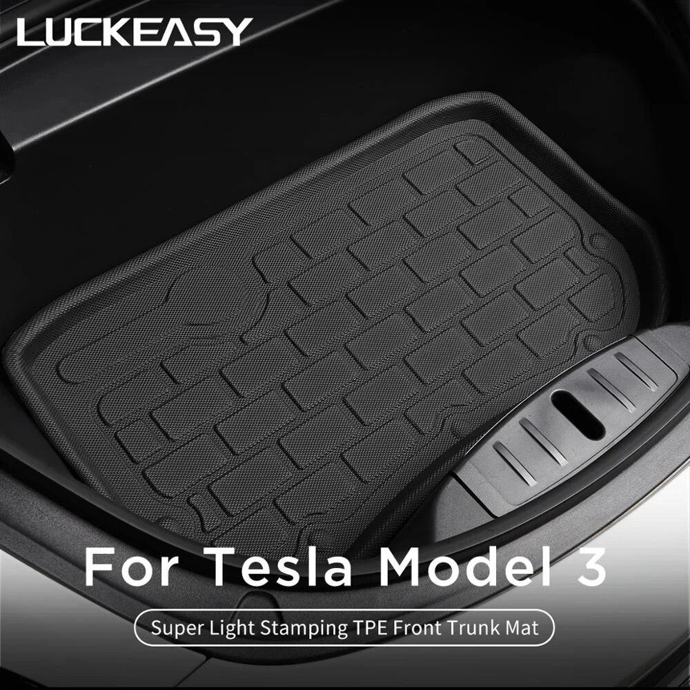 For Tesla Model 3 2017- TPE Custom Lower Trunk Mats All-Weather Waterproof And Wearable Mat Sub-Trunk Carpet (Piano Model)