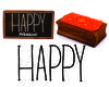 Printtoo Happy Calligraphy Rectangular Wooden Rubber Stamp Block