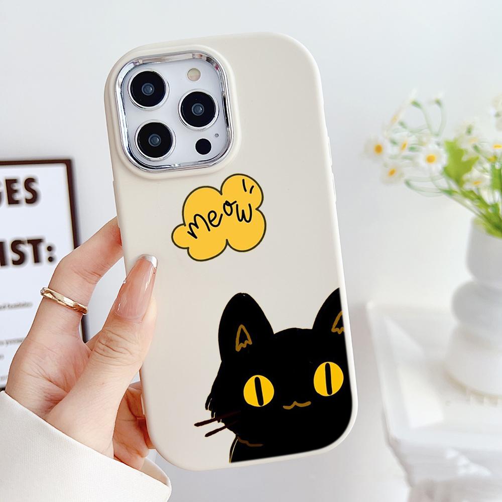 LZ9 мультяшный кот милый художественный дизайн мягкий чехол для телефона Samsung S24 Ultra S23 Plus S21 A16 A54 A34 A06 Infinix Hot 40 30i защита объектива противоударный чехол