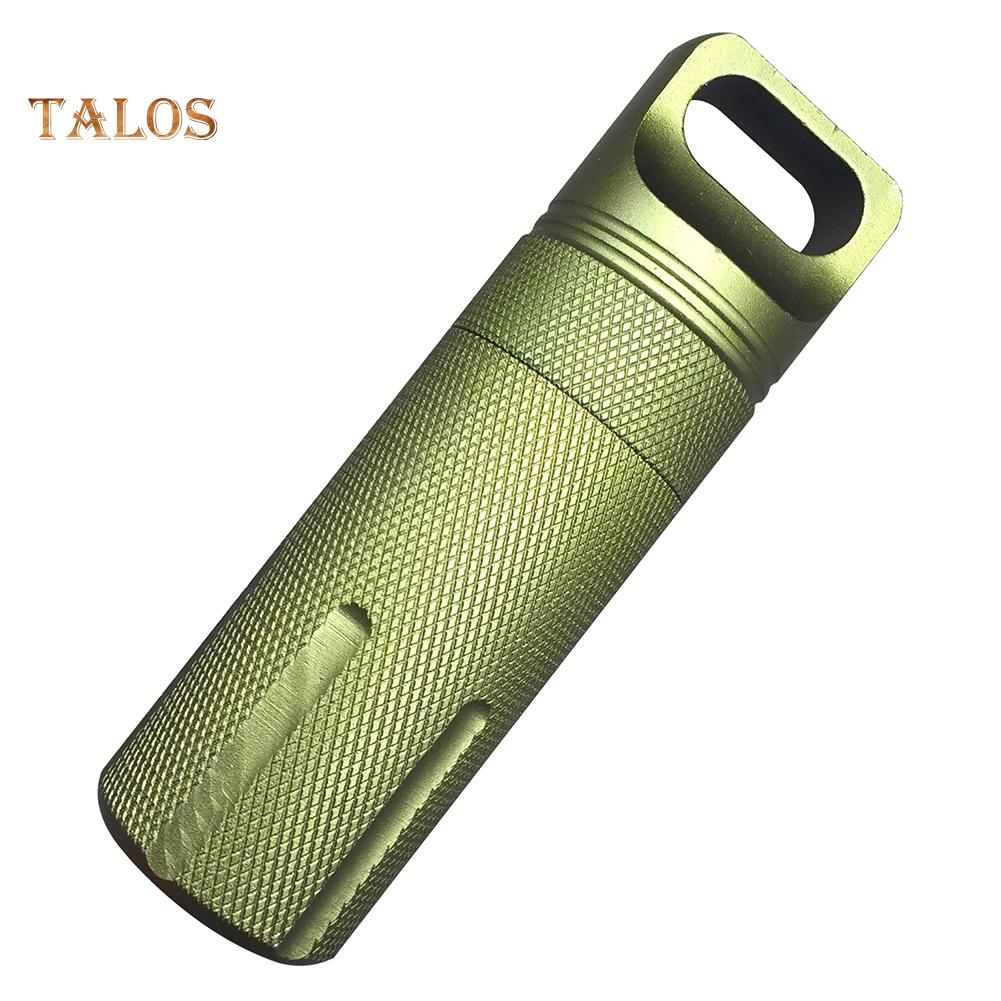 Компактный водонепроницаемый контейнер-капсула из алюминиевого сплава с рифленой рукояткой для активного отдыха