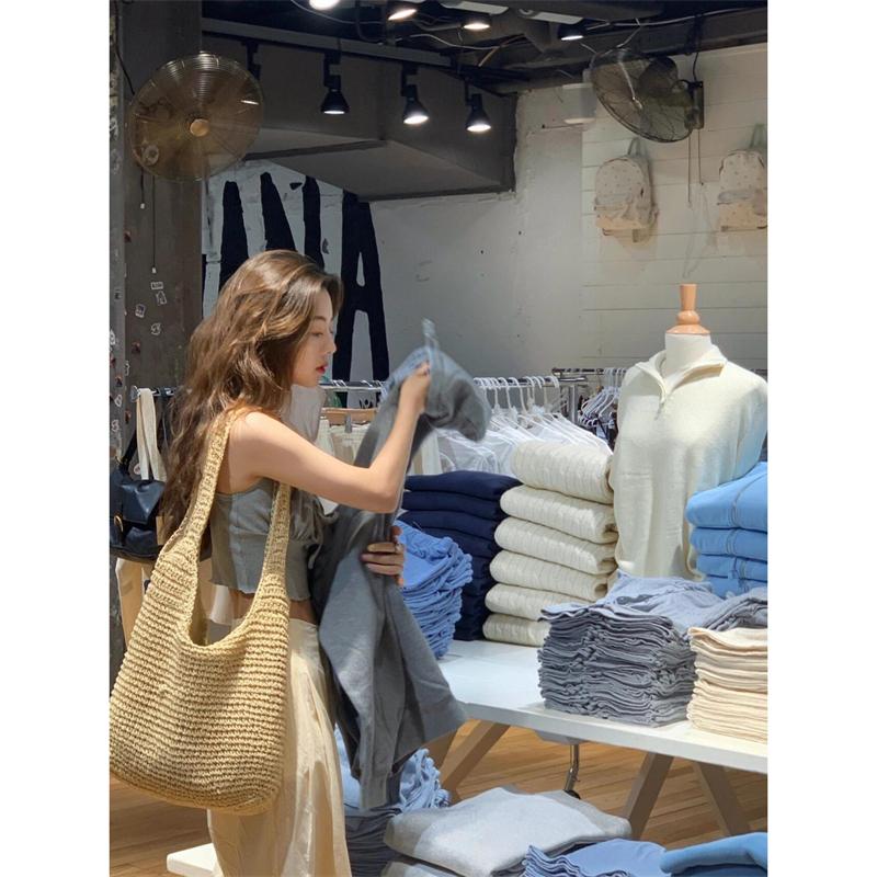 Crotchet Bag Tote,Handbags For Women,Raffia Bag,Knit Beach Bag,Raffia Woven Tote,Raffia Woven Tote,Summer Shoulder Bag,Beach Bag