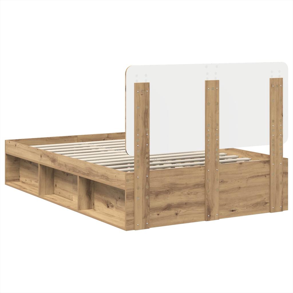 Bed Frame with Headboard Rustic Oak Finish 120 x 200 cm