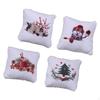 4x Dollhouse Christmas Pillows Miniature Cushion Ornament Tree Snowman Cookies Candles