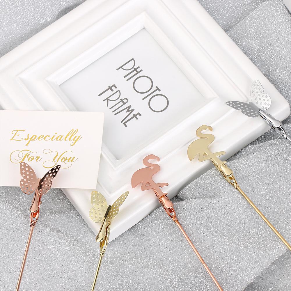 Flamingo Pattern Paper Clamp Wedding Supplies Photos Clips Butterfly Shape Place Card Clamps Stand